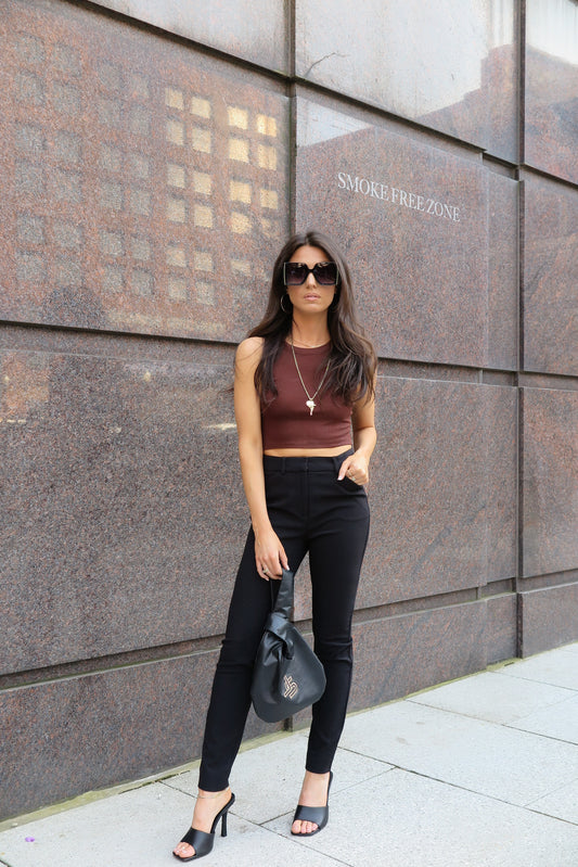 Chocolate Rib Knit Crop Top