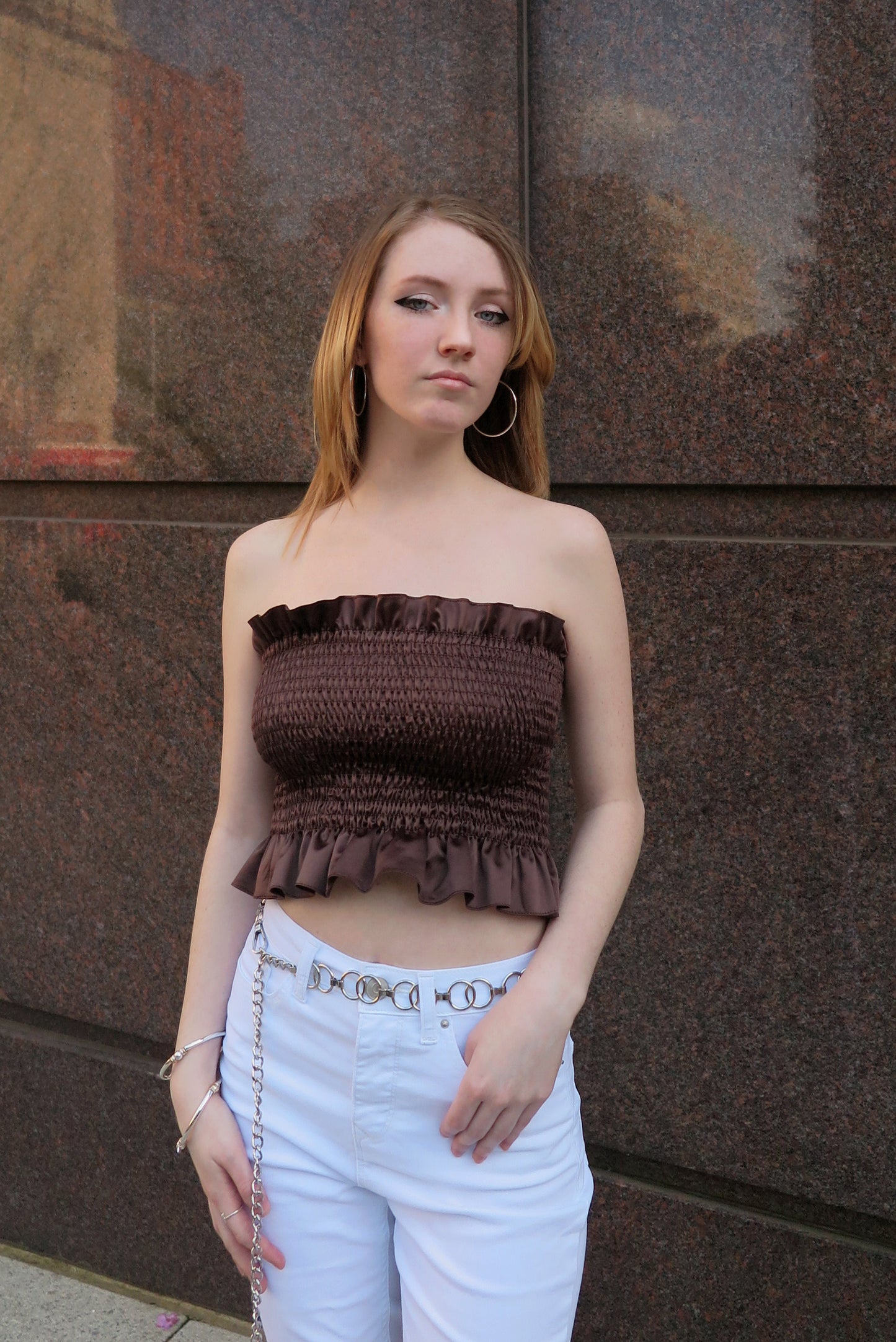 Chocolate Shirred Tube Top